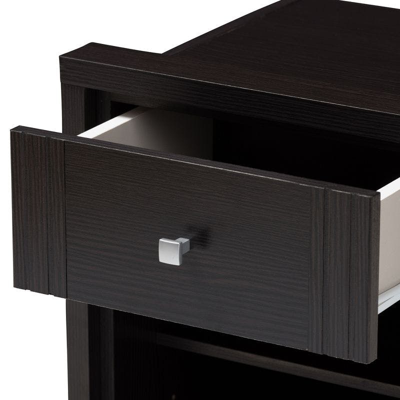 Danette Modern and Contemporary Finished 1 Drawer Nightstand Dark Brown - Baxton Studio