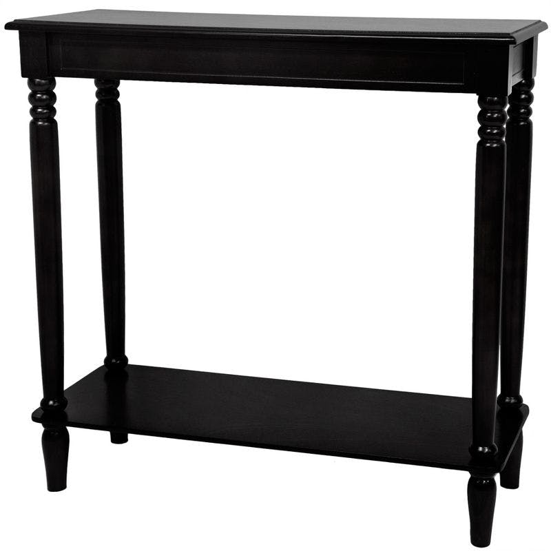 Adelphi Traditional Black Wood Console Table with Storage Shelf