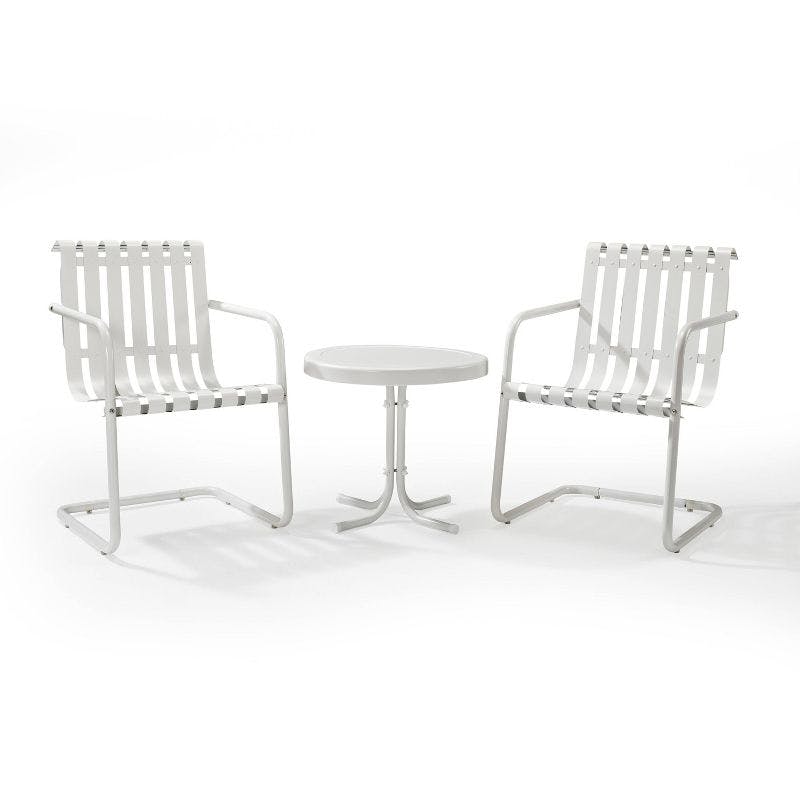 Alabaster White Retro 3-Piece Metal Outdoor Seating Set