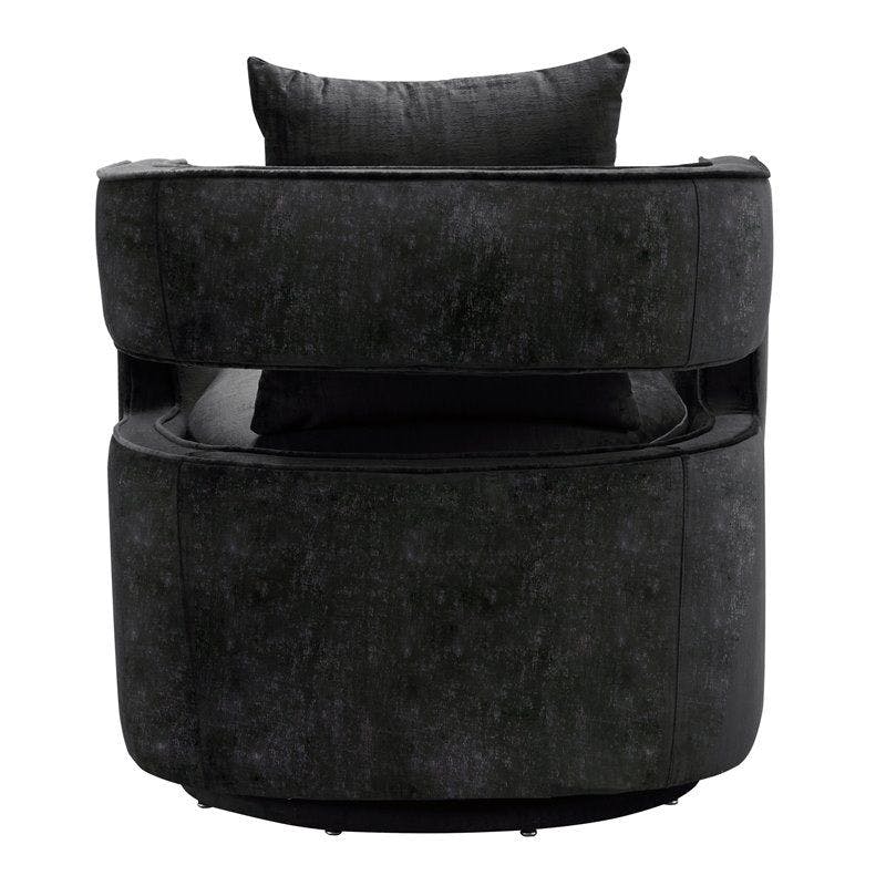 30'' Contemporary Black Velvet Swivel Accent Chair