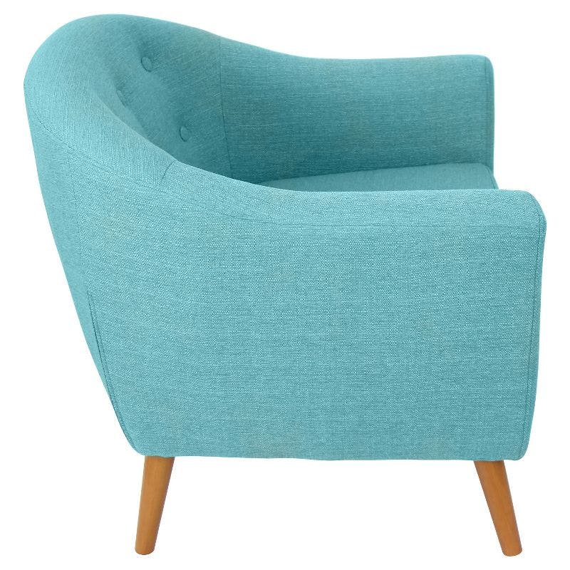 Scandinavian Teal Blue Accent Chair with Button-Tufted Back
