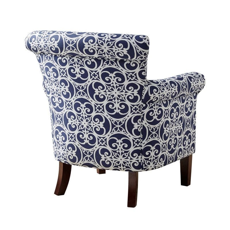 Navy Geometric 30" Wood Base Accent Chair