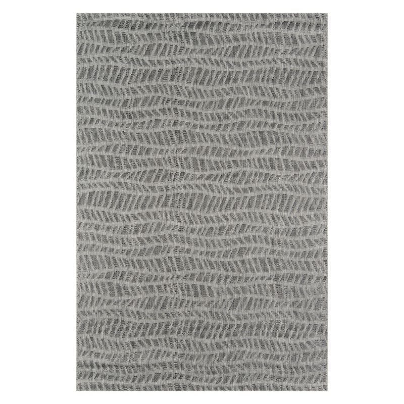 Geometric Charcoal Gray Flat Woven Synthetic Area Rug 6'7" x 9'6"