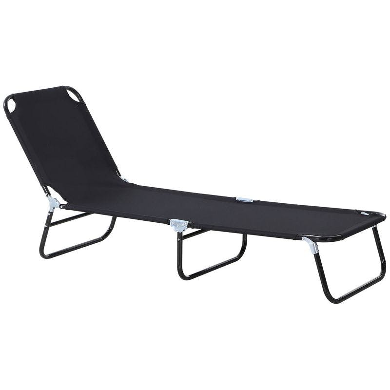 Beachside Bliss Black Oxford Foldable Chaise Lounge with 5-Position Backrest