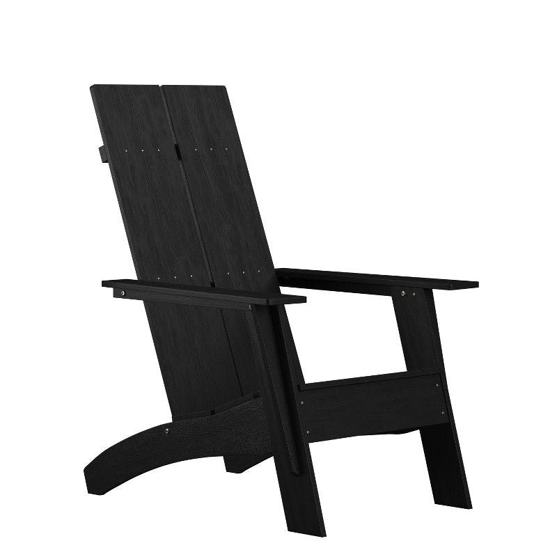 Sleek Modern Black Poly Resin Adirondack Patio Chair
