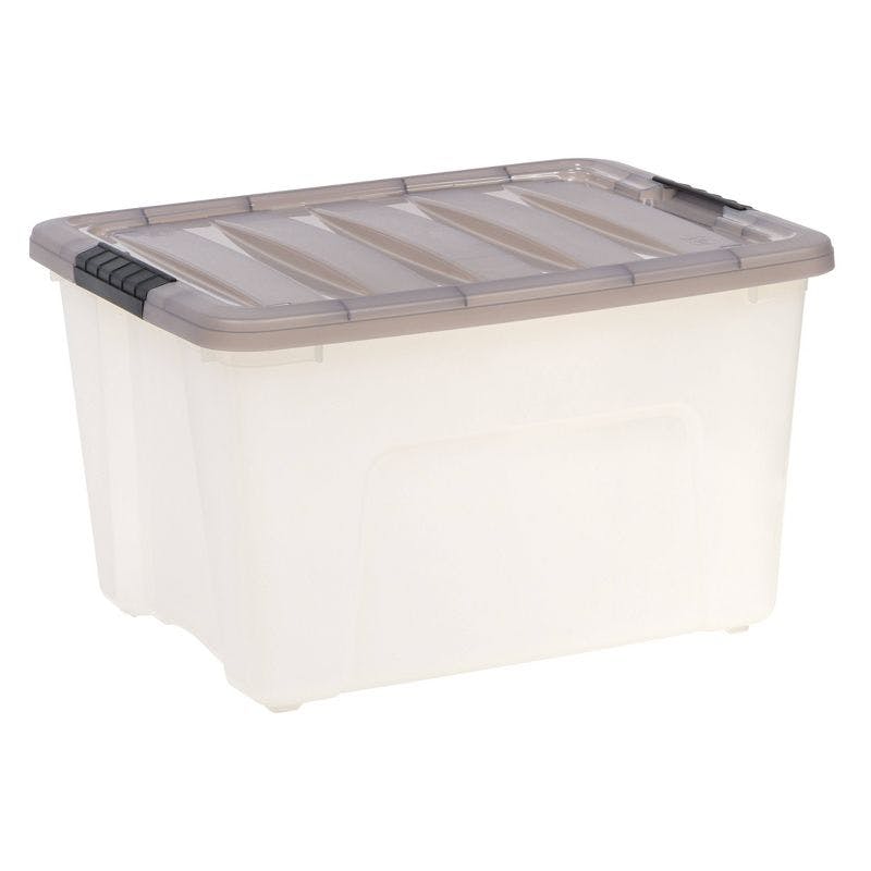 ClearView 40 Qt. Gray Stackable Kids Storage Box with Secure Latch