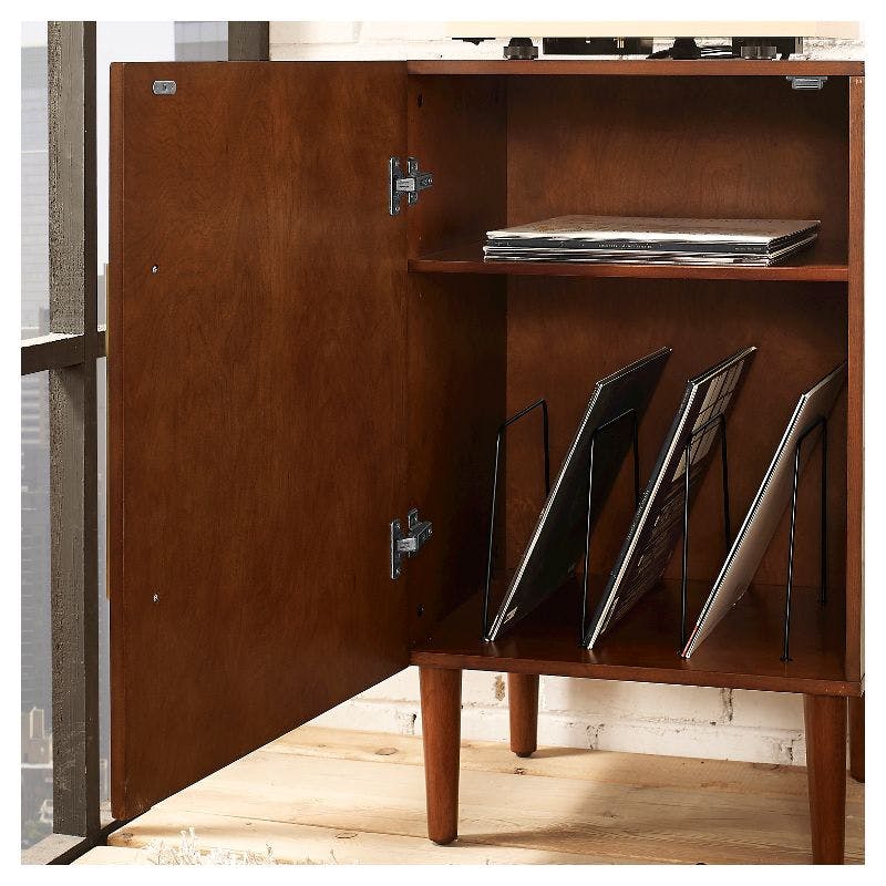 Everett Mid-Century Mahogany Console Cabinet with Adjustable Shelf