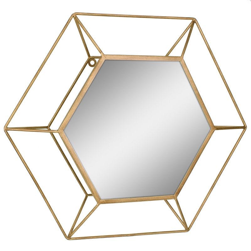 Elegant Gold Hexagon 24" Metal Frame Hanging Wall Mirror