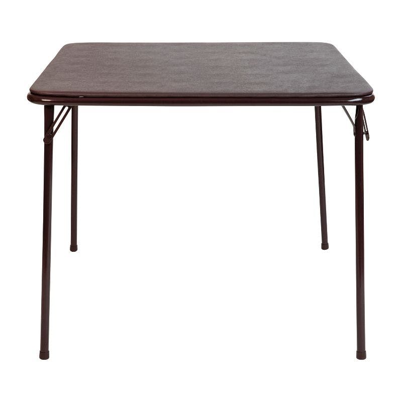 Savvy Squire Lightweight Brown Folding Card Table with Vinyl Top