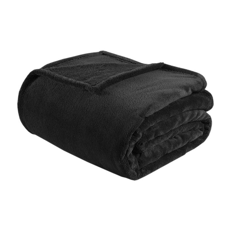 Luxurious Twin/Twin XL Reversible Microlight Plush Blanket in Black