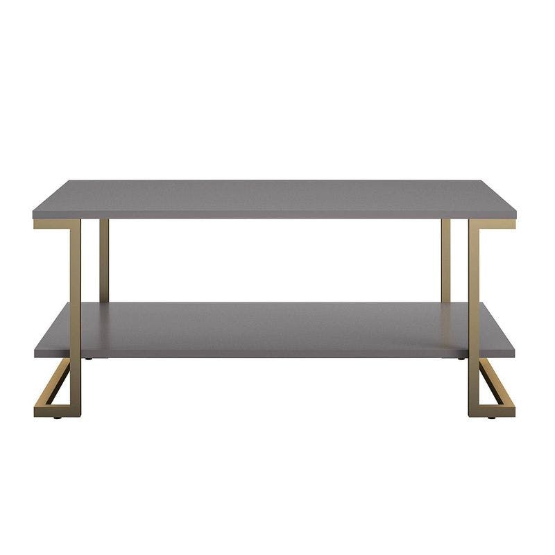 Camila Rectangular Graphite Gray Coffee Table with Gold Metal Legs