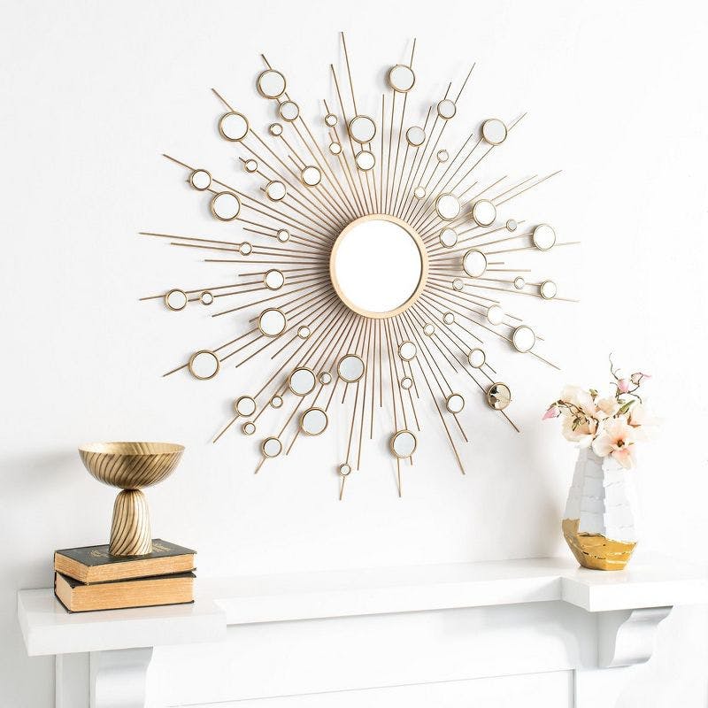 Radiant Gold 41" Contemporary Wood Sunburst Mirror
