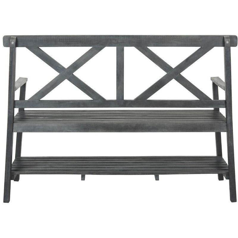 Mayer Classic Black Acacia Wood 49'' Outdoor Bench with Storage