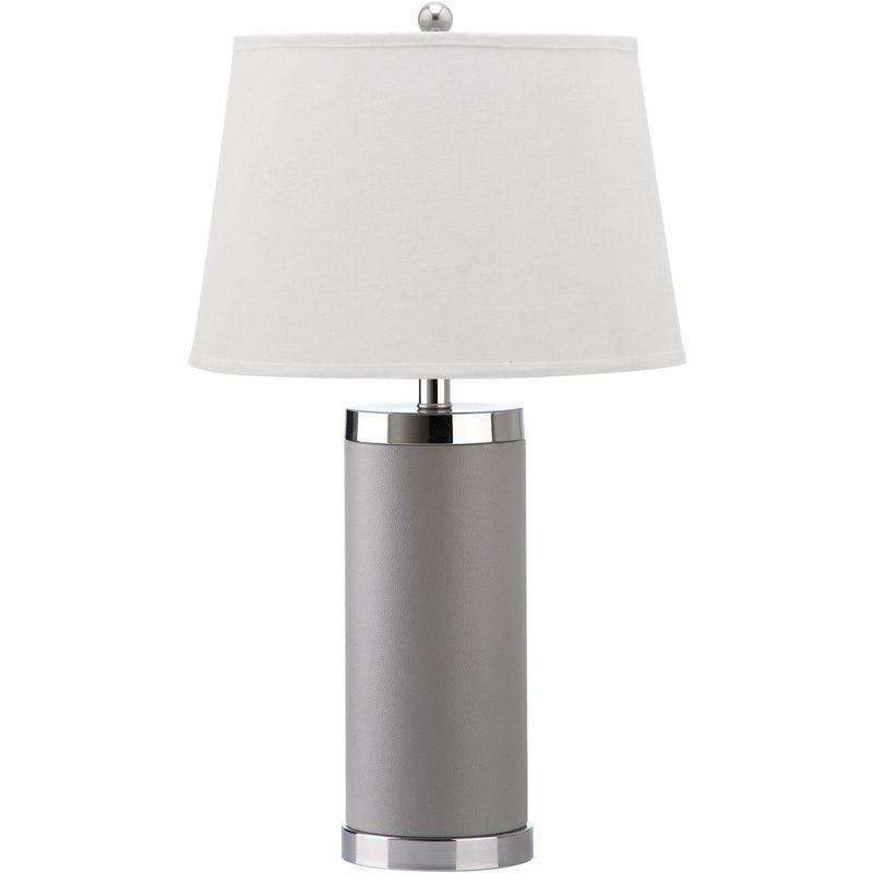 Navy Faux Leather & Chrome Cylinder Table Lamp Set