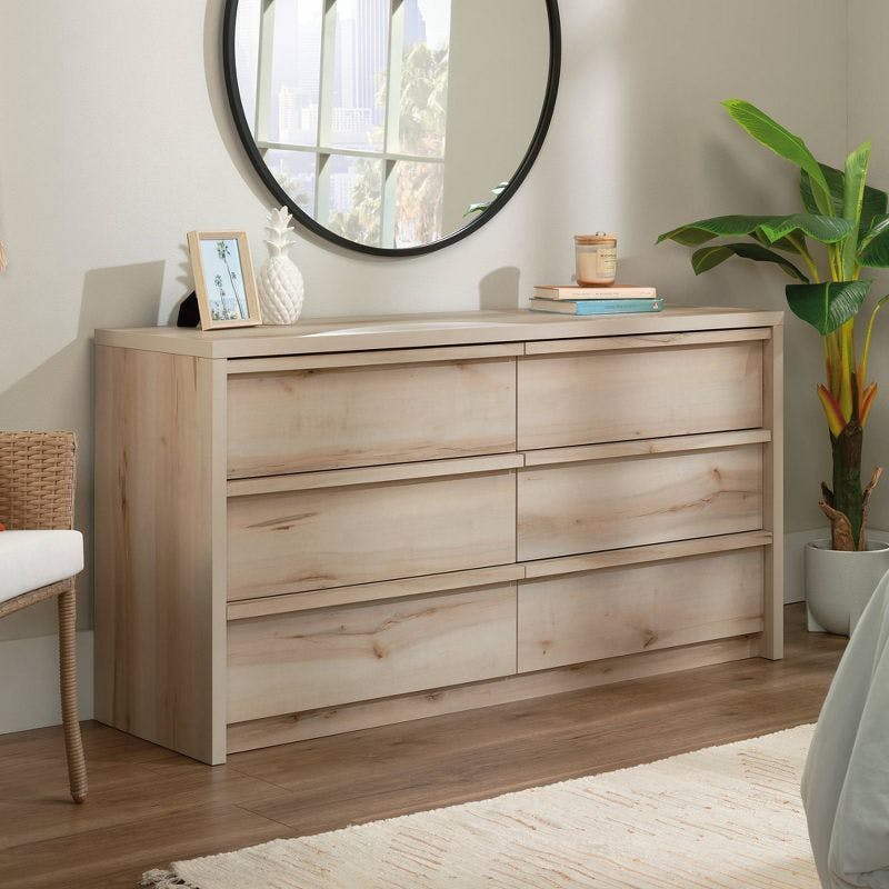Pacific Maple Mid-Century 6-Drawer Horizontal Dresser