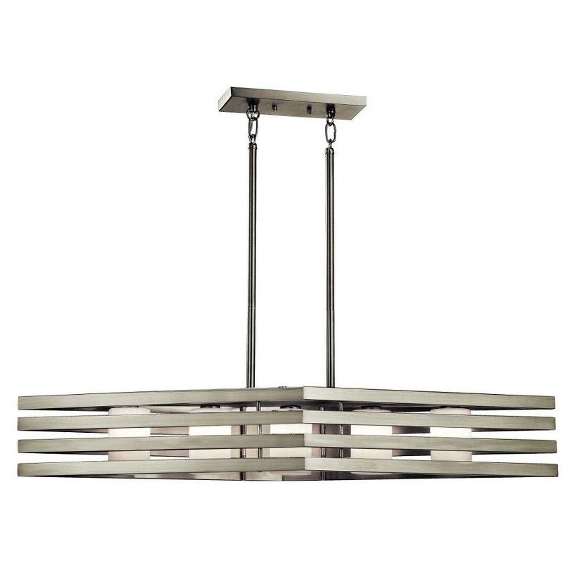 Realta Contemporary 5-Light Linear Chandelier in Brushed Nickel