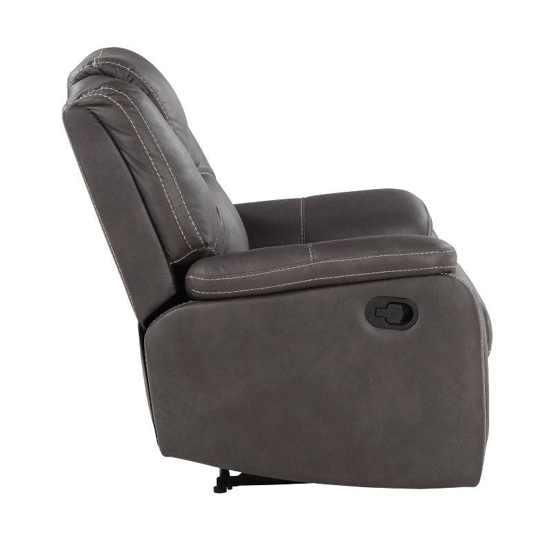 Charcoal Gray Contemporary 39'' Faux Leather Recliner