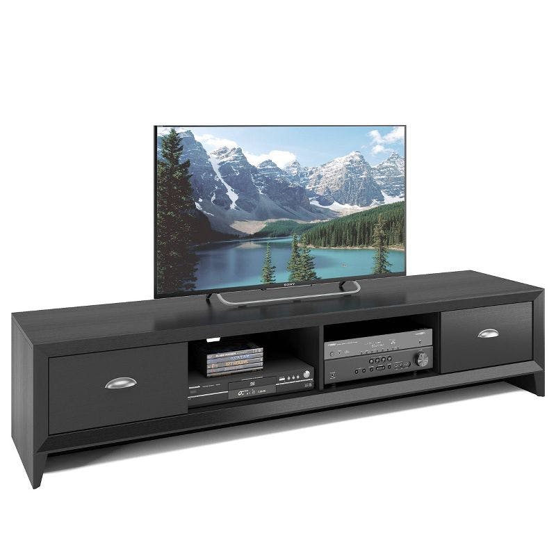 Lakewood 70'' Black Wood Grain TV Stand with Cabinet Storage