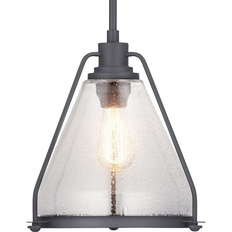 Graphite Finish Range Pendant Light with Clear Seeded Glass