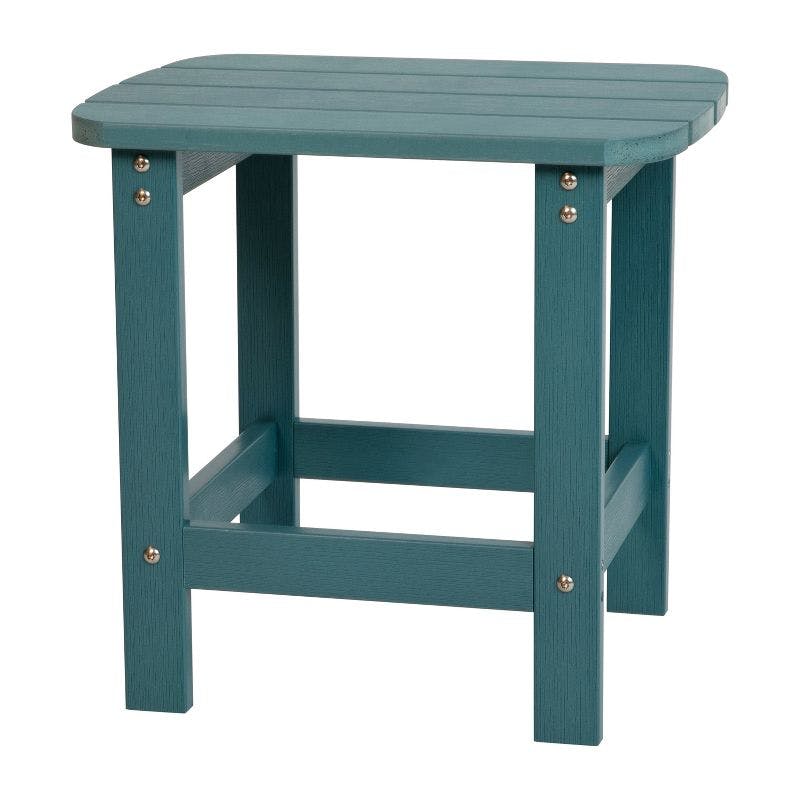 Sea Foam Blue Low-Height Poly Resin Rectangular Side Table