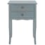 Charming Transitional Blue Wood End Table with Dual Storage Drawers