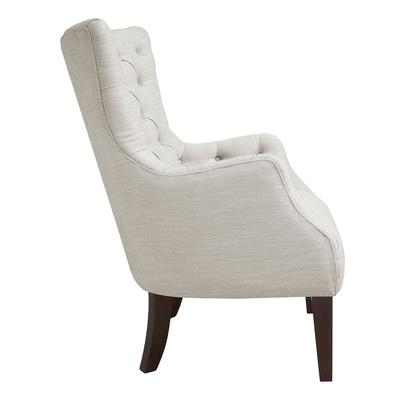 Ivory Elegance Tufted Wingback Accent Chair with Tapered Legs