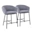 Ashland 26" Swivel Counter Stool Set in Gray with Metal Frame