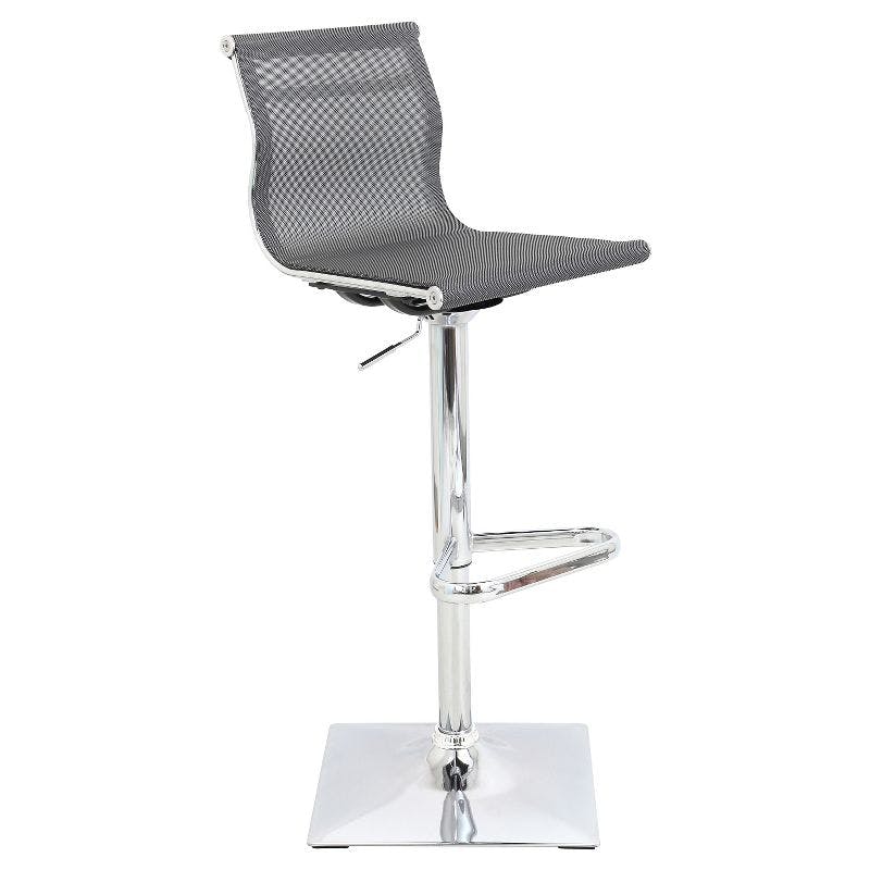 Mirage Silver Adjustable Swivel Barstool with Mesh Seat