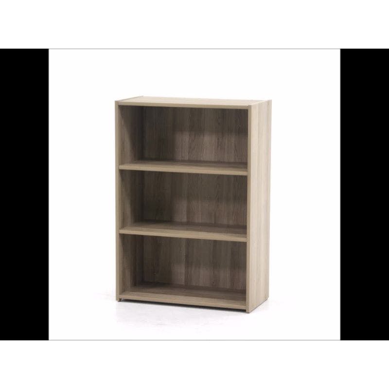 Adjustable Summer Oak 3-Shelf Wooden Bookcase