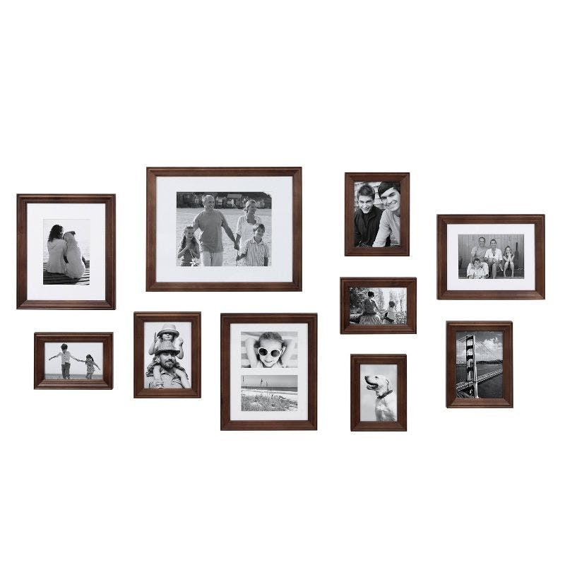 Bordeaux Timeless Espresso Wood Gallery Wall Frame Set, 10 Pieces