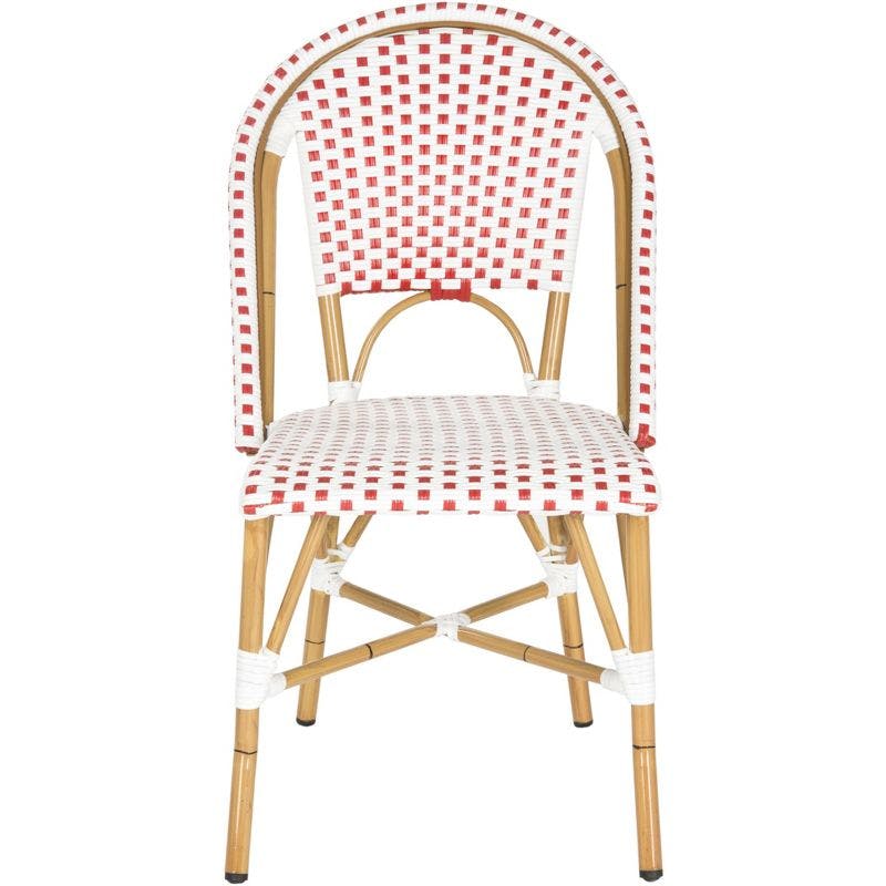Transitional Salcha 18" Brown, Red & White PE Wicker Side Chair - Set of 2