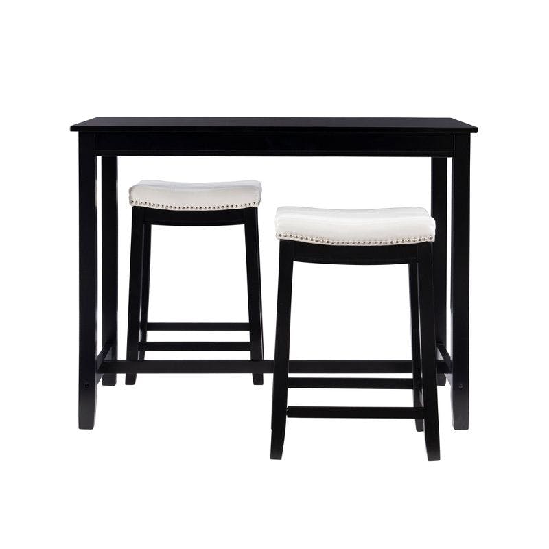 Claridge 51.5'' Black Counter Height Dining Set with White Faux Leather Chairs
