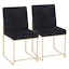 Fuji Black Velvet Upholstered High Back Side Chair with Gold Metal Frame