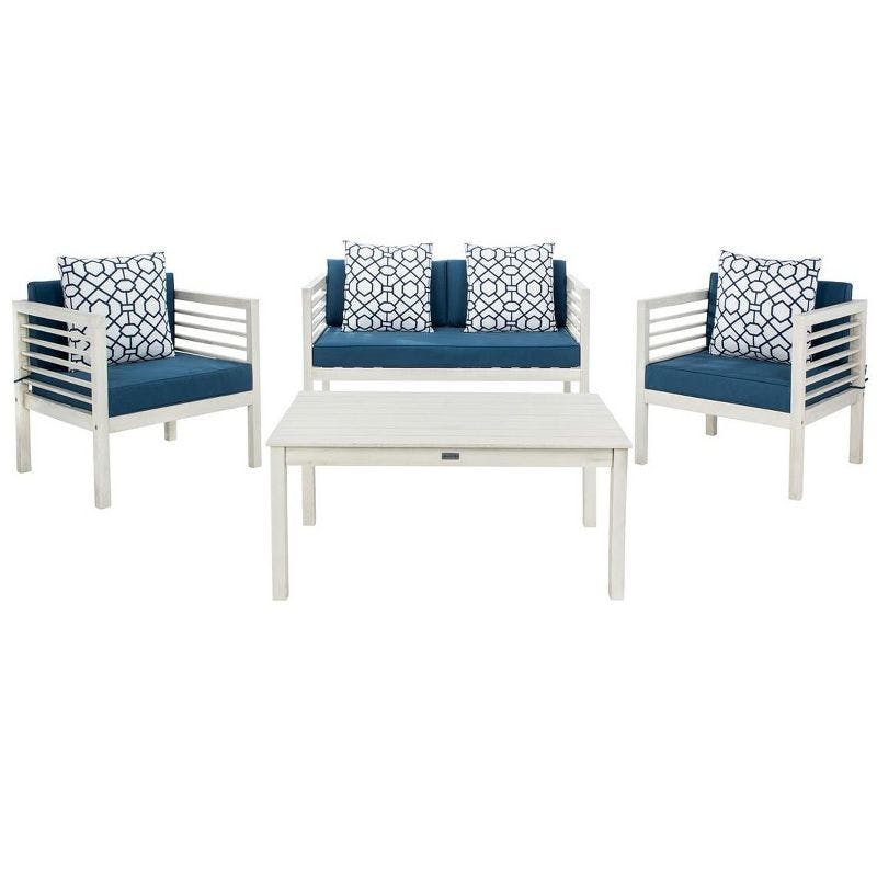 Barcelona Breeze 6-Person Transitional Outdoor Conversation Set, Blue and White
