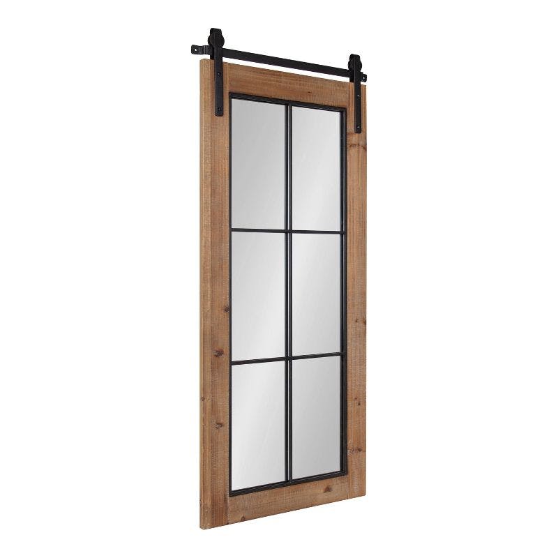Cates Rustic Brown Solid Wood 44" Farmhouse Windowpane Wall Mirror