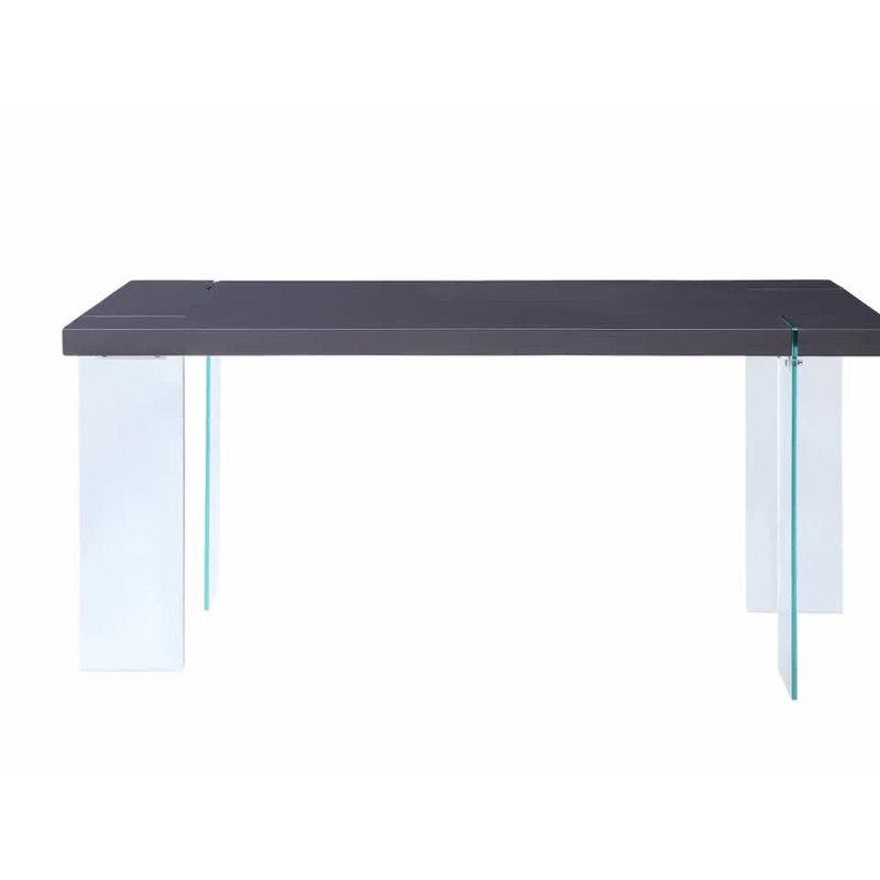 Contemporary 57'' Clear Glass Dining Table with High Gloss Finish