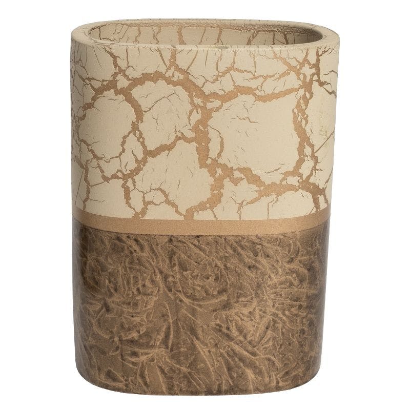 Parker Weathered Beige and Gold Resin Bathroom Tumbler