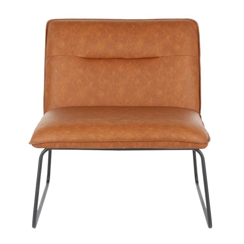 Sleek Industrial Leatherette Armless Accent Chair