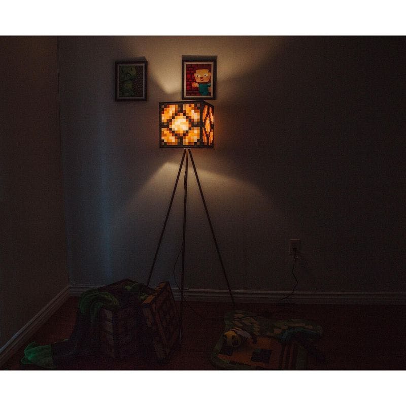 Whimsical Glowstone Block Tripod Floor Lamp for Kids, 62"