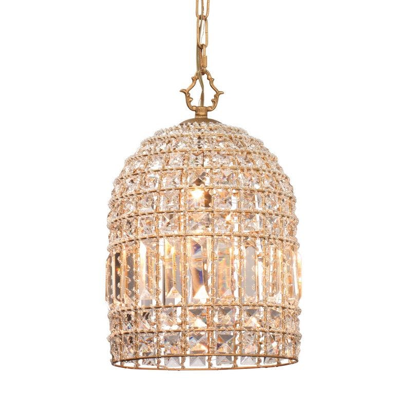 Versailles-Inspired Gold Crystal Pendant Chandelier, 15" Height
