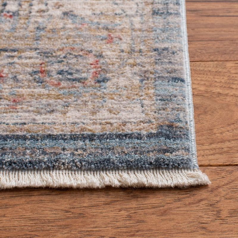 Elysian Blue/Ivory Hand-Knotted Easy Care Synthetic Rug - 2'2" x 8'