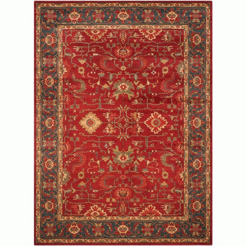 Elegant Red and Beige 9' x 12' Reversible Synthetic Area Rug