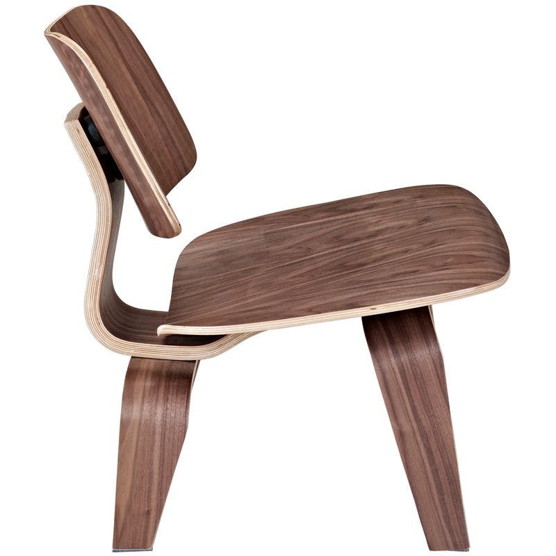 Curvatura 25" Walnut Plywood Sculpted Lounge Chair