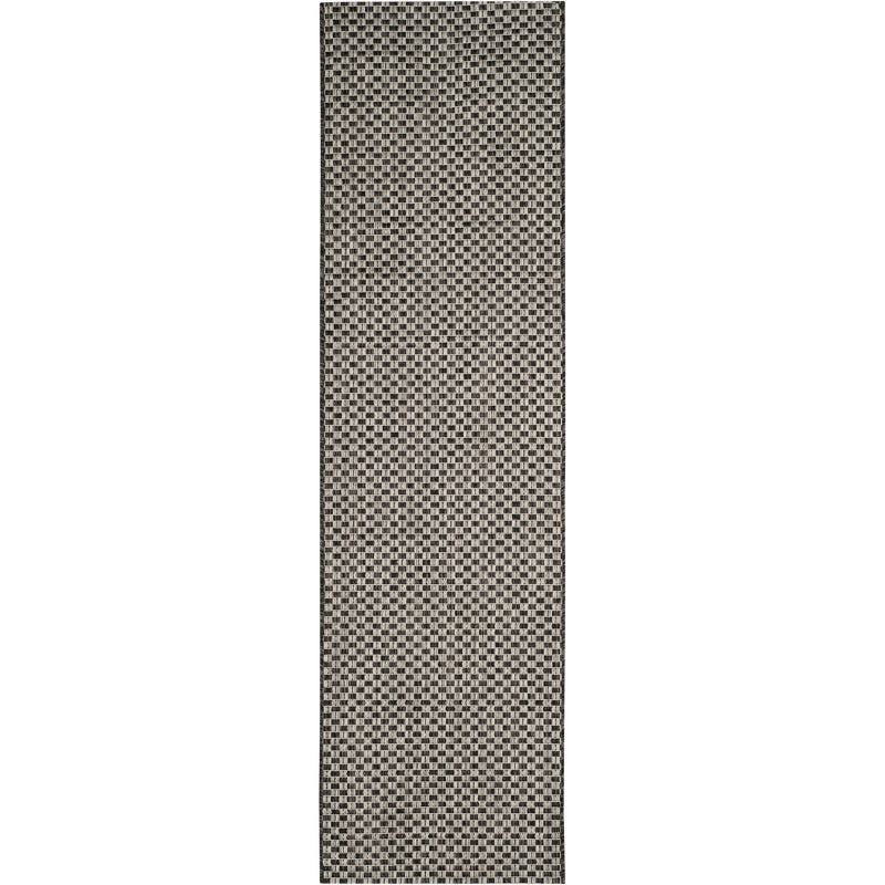 Reversible Black and Light Grey Synthetic 27'' Area Rug