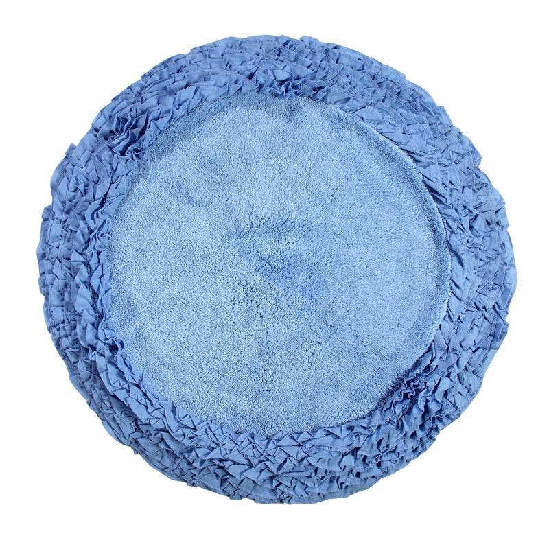 Cozy Comfort Shaggy Blue Cotton Bath Rug 24"x40"