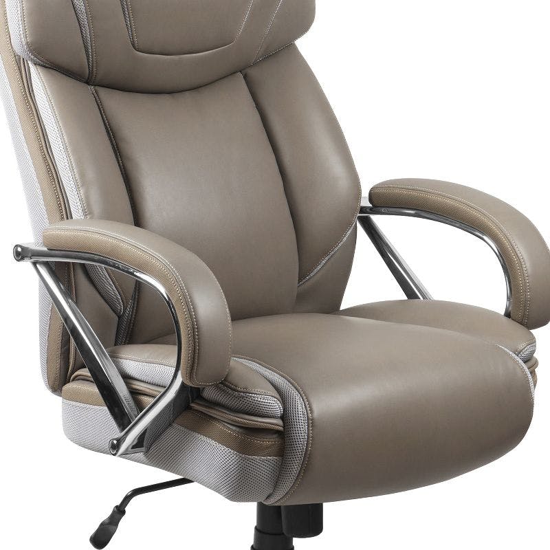 Taupe LeatherSoft Executive High-Back Swivel Chair with Metal Base