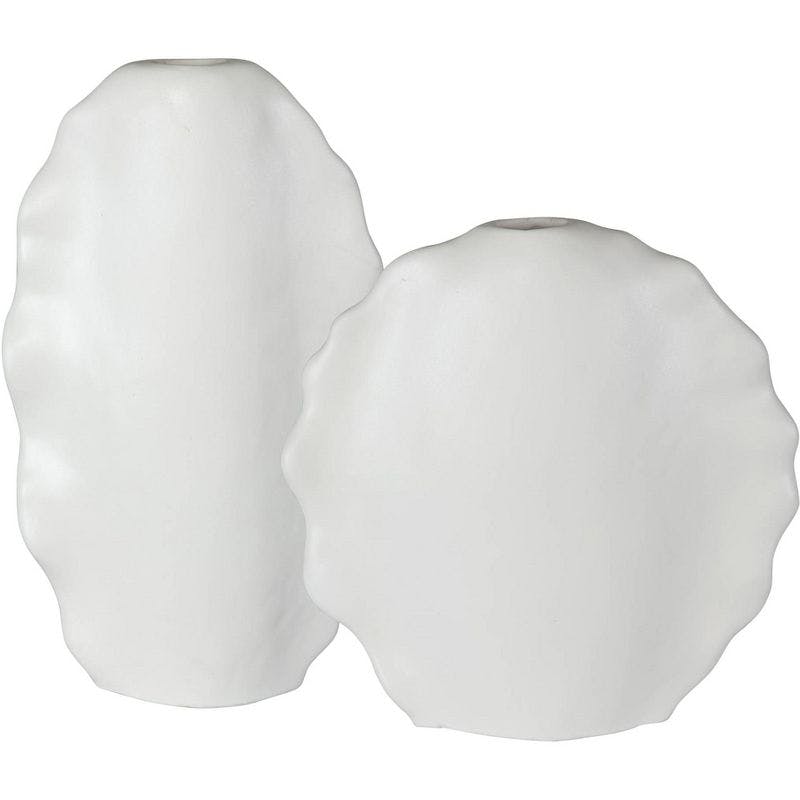 Contemporary Matte White Ceramic Vase Duo 12"x20"