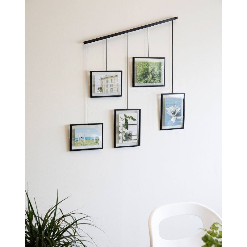 Exhibit Ledge Black Metal 5-Picture Frame Set for Modern Wall Display