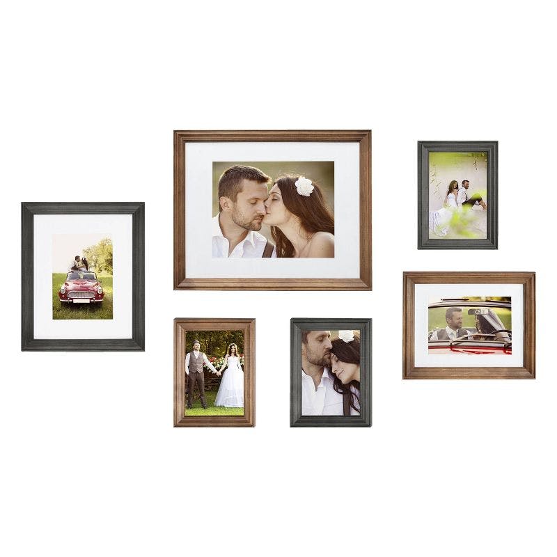 Rustic Brown/Gray Wooden Gallery Wall Frame Set 11x14