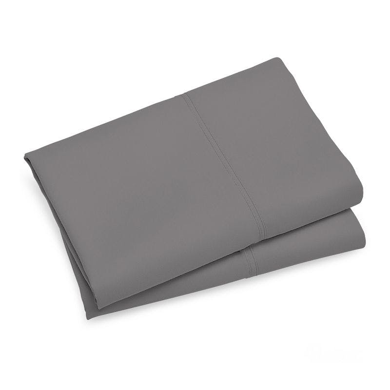 Classic Embroidered Cotton Percale Standard/Queen Pillowcase Set, Dark Gray